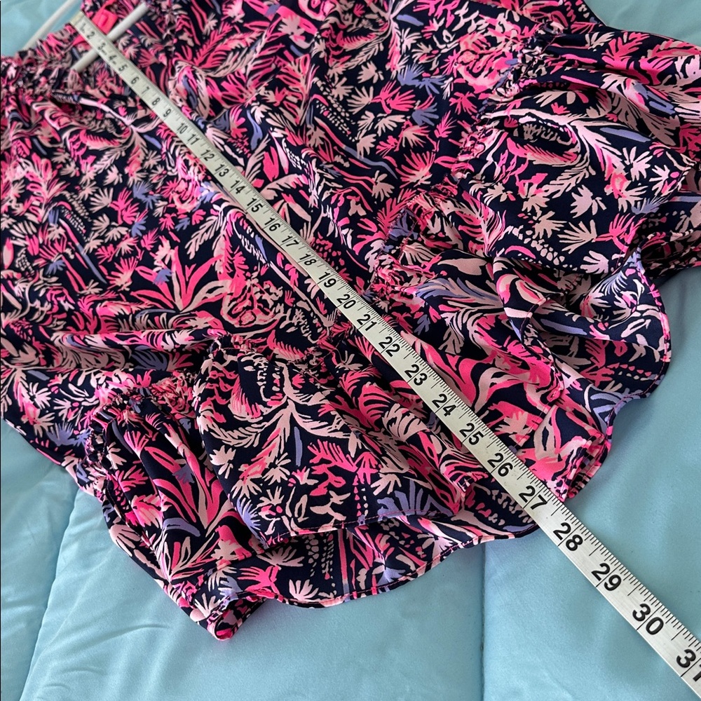 LILLY PULITZER Savanna LS Top Pink Navy Flounce Hem EUC Sz XL - Picture 7 of 14